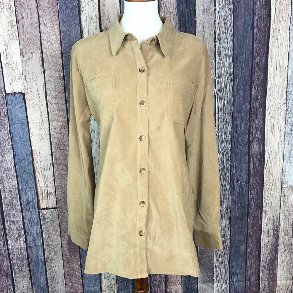 Motherhood Faux Suede Buttondown Blouse Large